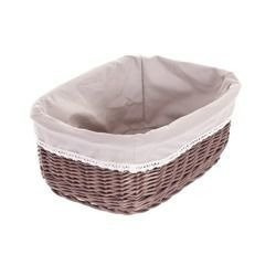 Wicker storage basket lined handmade decorative 38x28 H20 cm