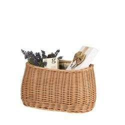 Wicker bike basket Bike accesories with leather straps Lined handmade 35x17 H19 cm