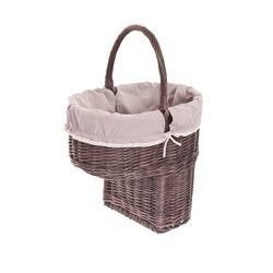 Dark Painted  WICKER OVAL STAIRS STORAGE lined 40X30 H36/51 CM