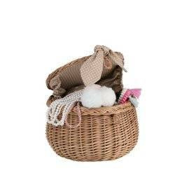 Decor WICKER CASKET Lined handmade Ø22 H15 cm