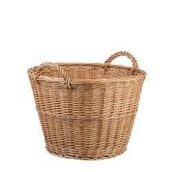 ROUND WICKER STORAGE BASKET DISPLAY CONTAINER WITH HANDLES handmade Ø 50 H35 CM