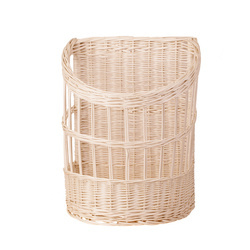 HALF ROUND WICKER BAGUETTE DISPLAY BASKET DECORATIVE HANDMADE 36X28 H38/50 CM