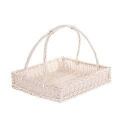 WHITEWASHed WICKER TRAY WITH HANDLE decorative 60x50 H12 CM