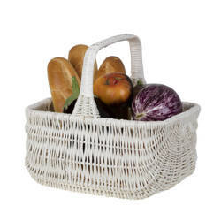 Cremefarbener Einkaufskorb aus Weide, Weidenkorb 42x32 H23 cm