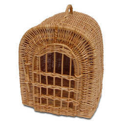 Panier de transport en osier buff pour chat et petit chien 45x32 H37 cm