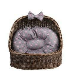 Elsa PET Oval WICKER BASKET  CAT OR DOG ROOFED BASKET with pillow 60x46 H16/48 cm