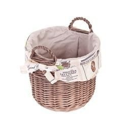 Pot met oren grijze ronde mand met zoom Ø25 H23 Ø28 H28 cm